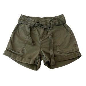 Vanilla Star Olive Green Belted‎ Shorts
